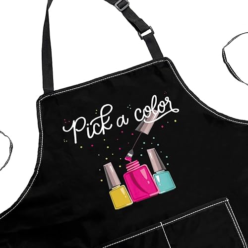 Miniatura 2 de POFULL Pick A Color Nail Tech - Delantal para técnico de uñas, suministros de arte de uñas para salones de uñas