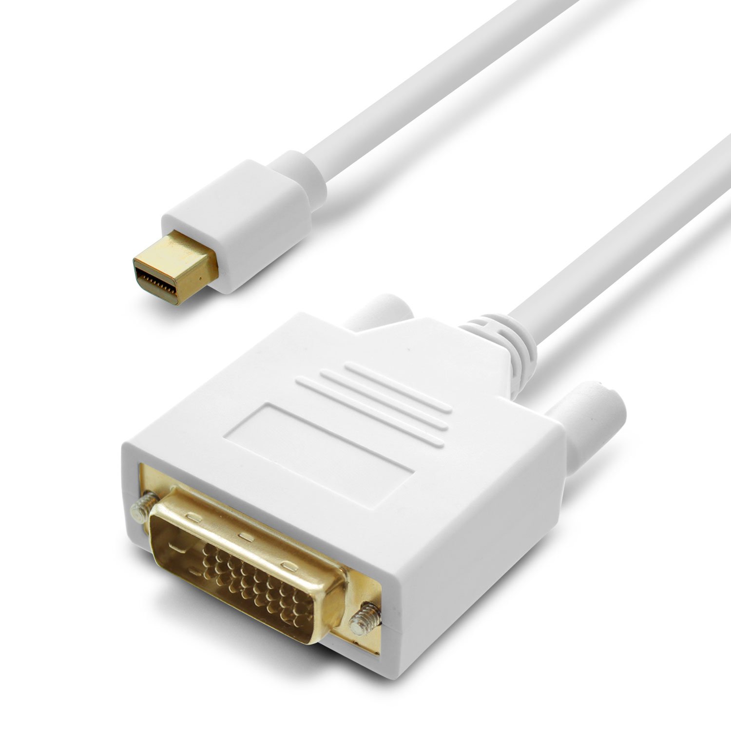 GearIT 2-Pack, Gold Plated Mini DisplayPort to DVI Cable 3 Feet (Mini DP to DVI) Thunderbolt 2 Port Compatible - White