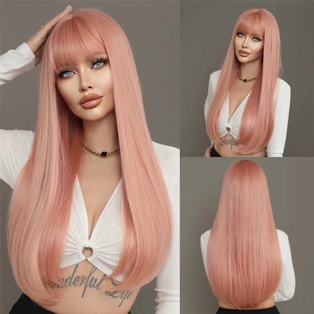 Perruque synthétique longue pour cosplay et fête chic avec reflets blonds - 7
