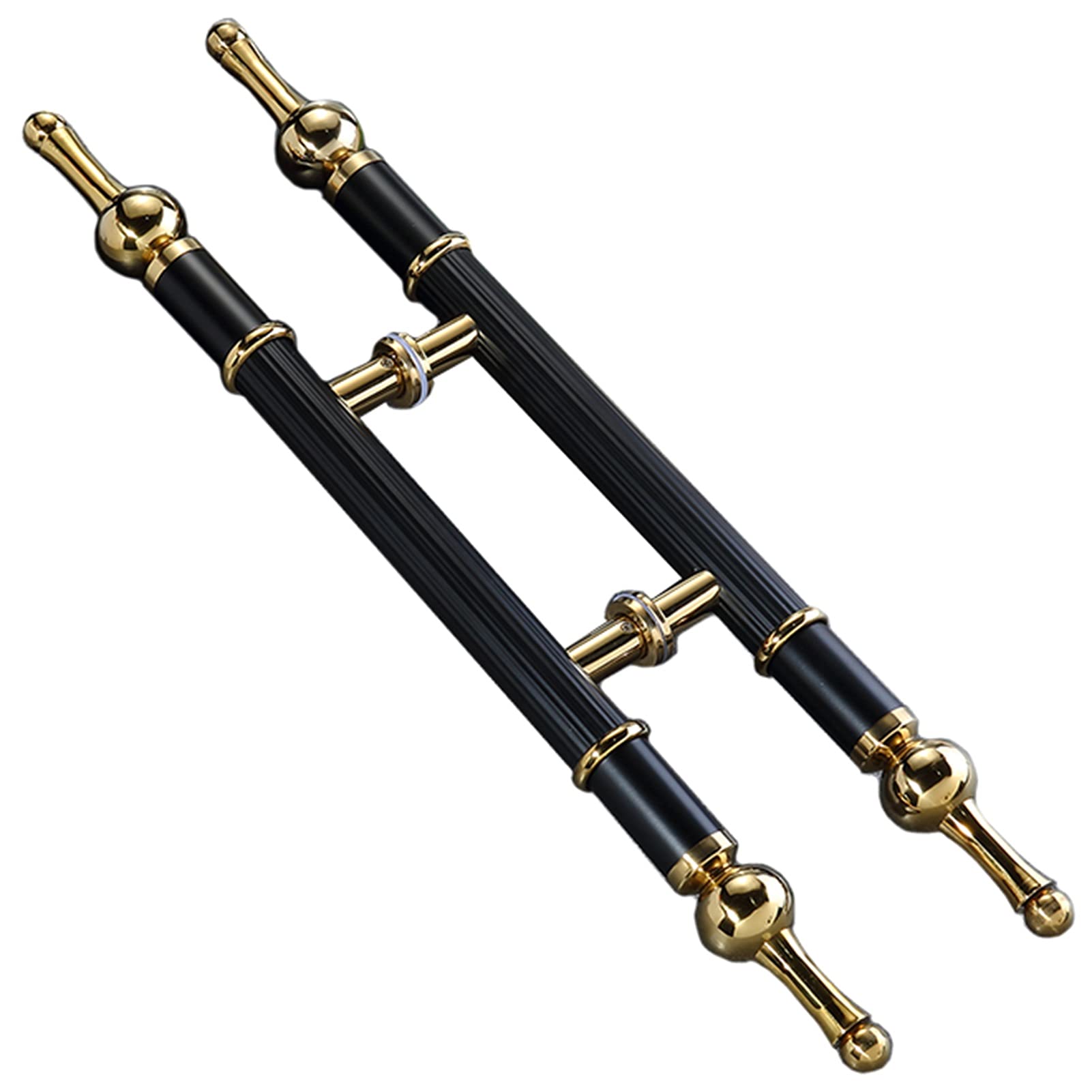 CWCQGH Door Pull European Style Door Handle Bar,Stainless Steel Retro Sliding Barn Door Push Pull,Double Sided H Shape Door Handle,66cm/86cm/126cm/156cm,Matte Black+gold-86cm/34inch