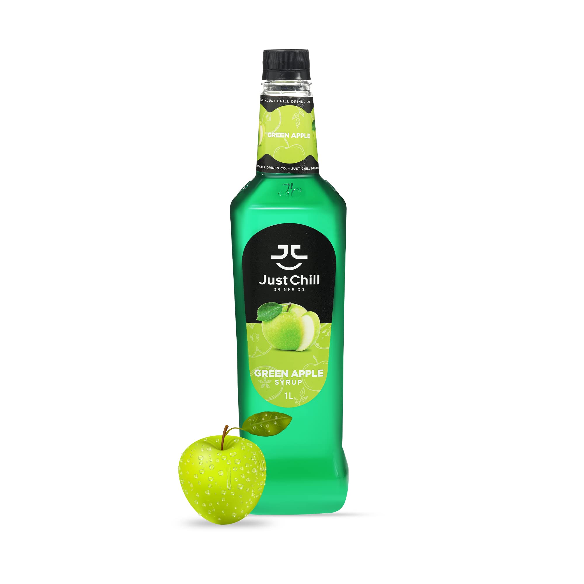 Drinks Co.- Green apple Fruit Syrup, 1L ( Non-GMO, Vegan, Gluten Free, Halal ) - Prepare refreshing & thirst Quenching mocktails