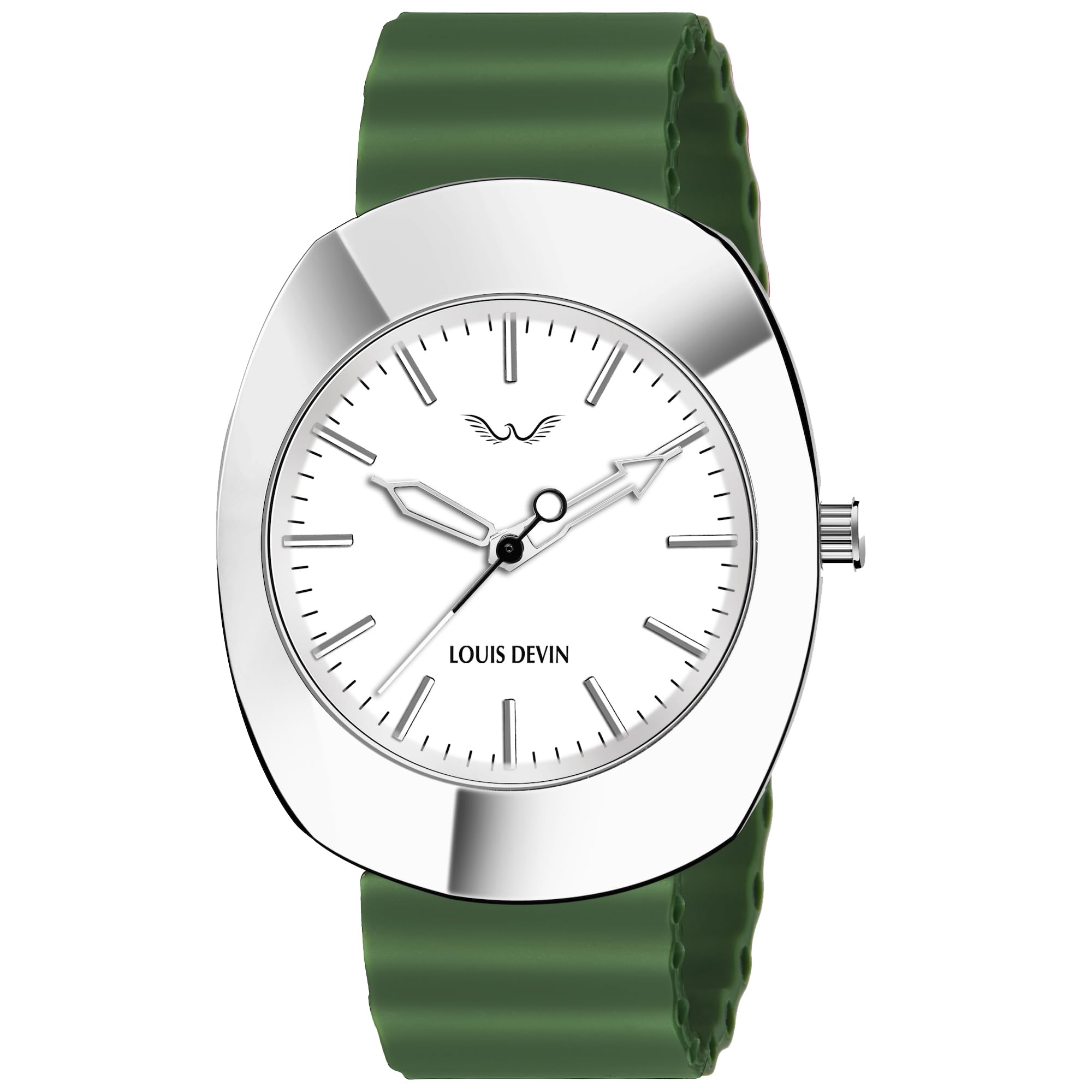 LOUIS DEVIN Green Silicone Strap Analog Wrist Watch for Men (White Dial) | LD-WHT058SLC-GRN (B0CBS84R44) Amazon Price History, Amazon Price Tracker