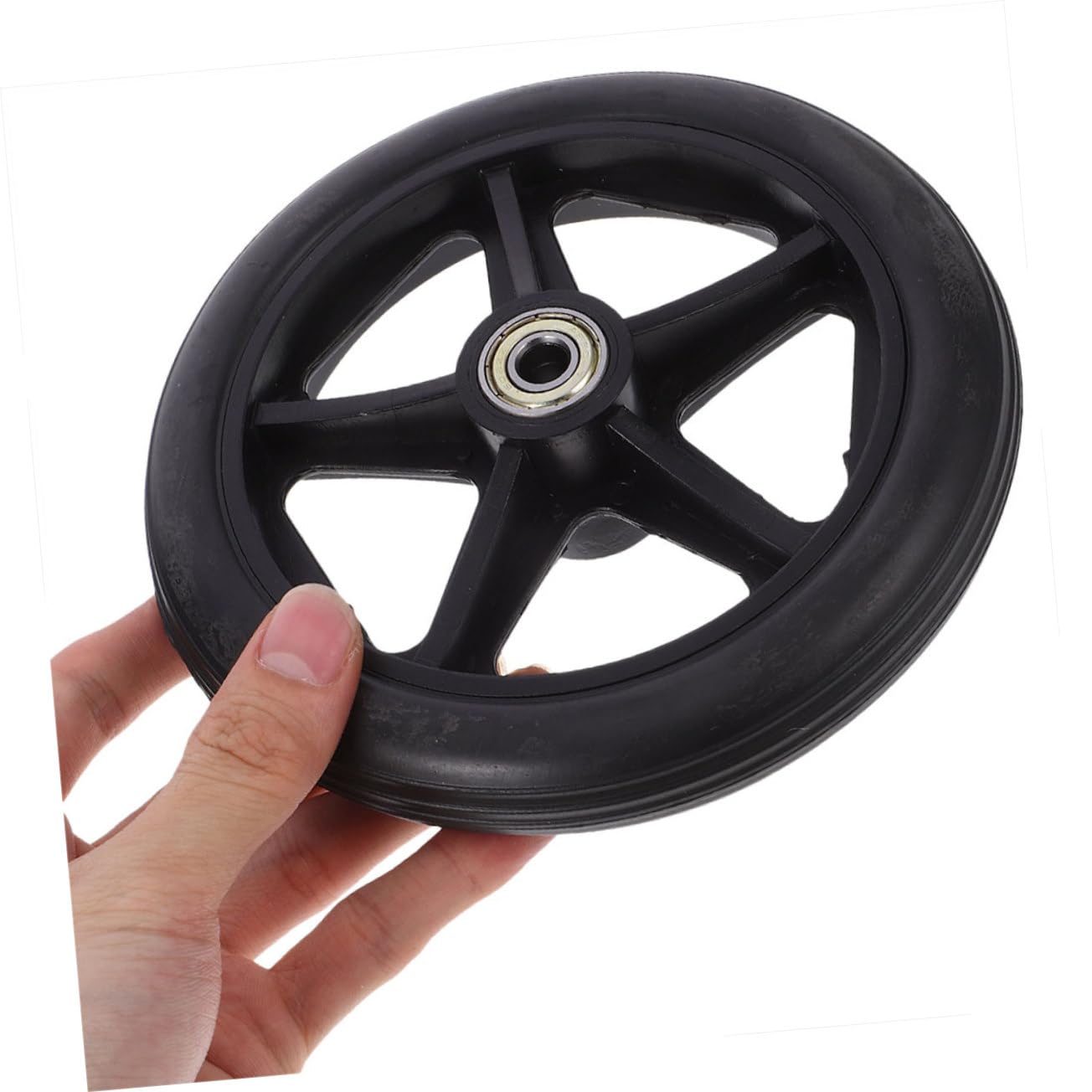 FOMIYES Ruote di Ricambio per Carrozzine 4 Pezzi, Ruote Anteriori in Gomma Antiscivolo e Plastico, Acciaio Inossidabile per Maggiore Comfort e Facilità di Manutenzione