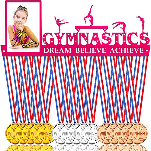 GradSport Gymnastics Medal Display - Motivational Holder/Hanger with Photo Frame - 40 Medals