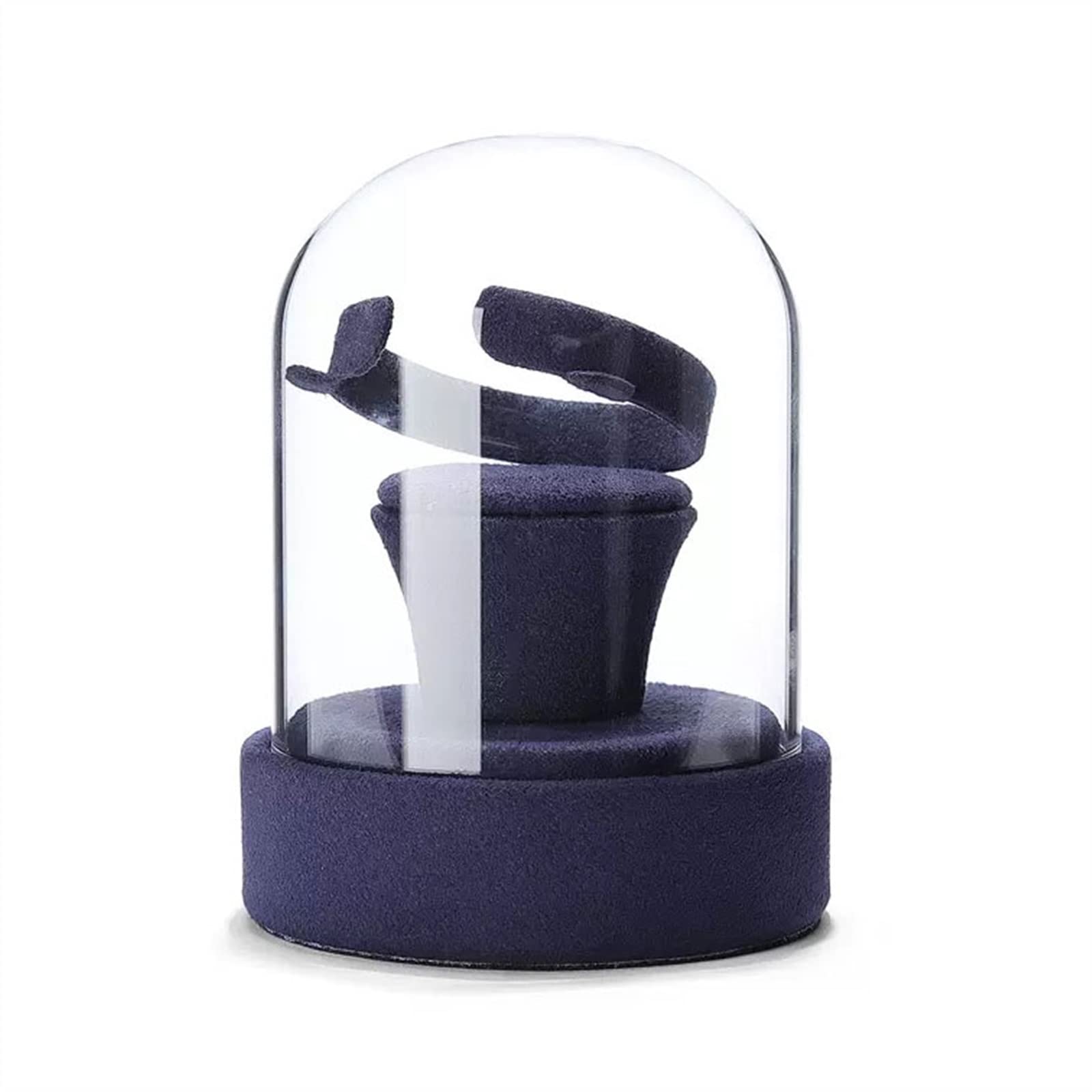 J9V4G6S3B5 Jewellery Storage Bracelet Holder Velvet Jewelry Organizer Stand and Display with Glass Lid Decorative for Show Selling(Blue)