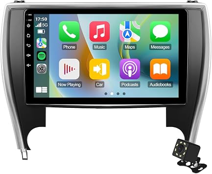 Double Din Linux Car Stereo for Toyota Camry 2015-2017 with 10.1 Inch Touchscreen Radio Built-in Wireless Carplay/Android Auto/Bluetooth/FM/AUX-in/Steering Wheel Controls/Backup Camera