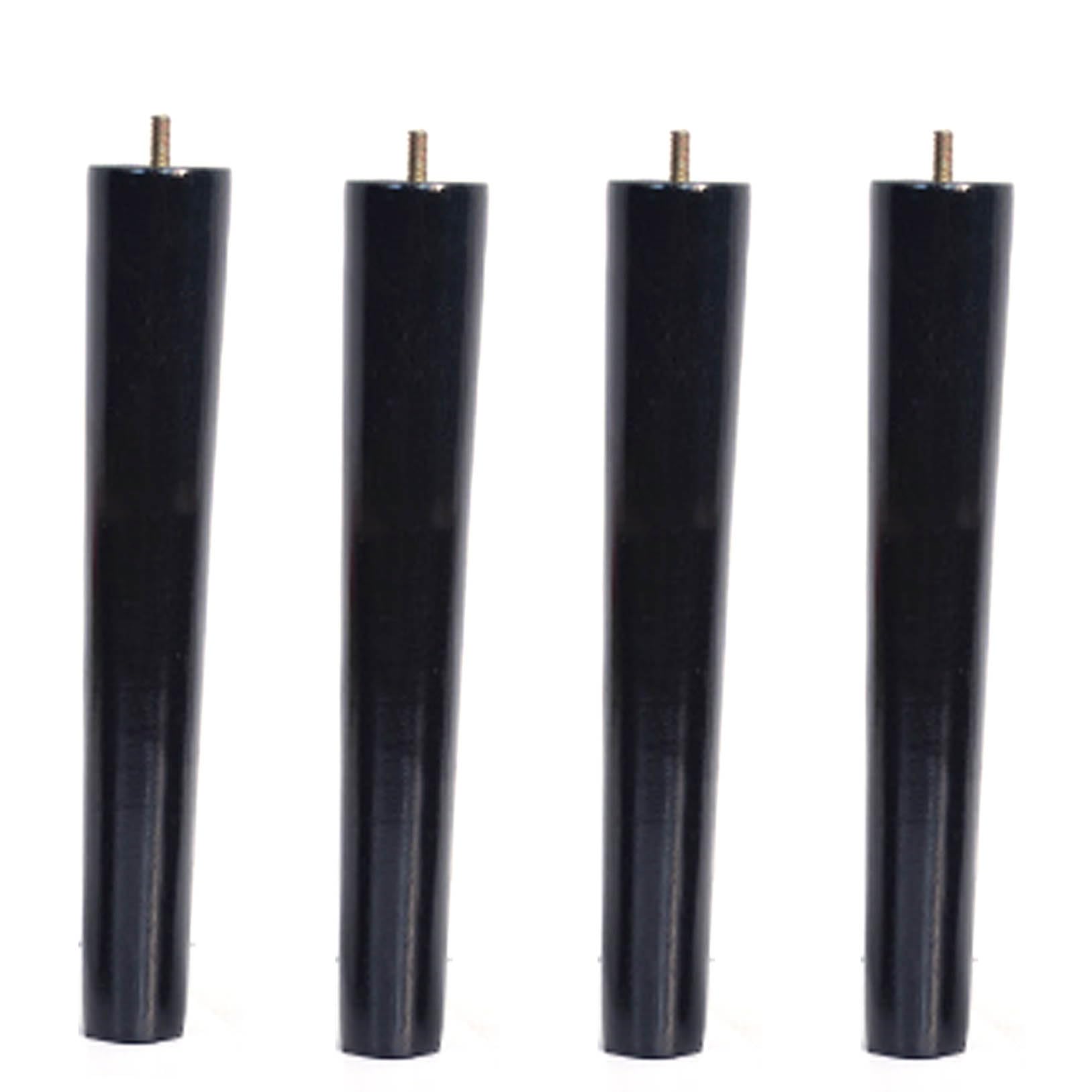 Paquete de 4 patas de sofá de madera cónicas M8 negras – 25 cm de altura de repuesto para piel, cama Slish y patas de TV, diseño moderno, mejora la decoración de tu hogar