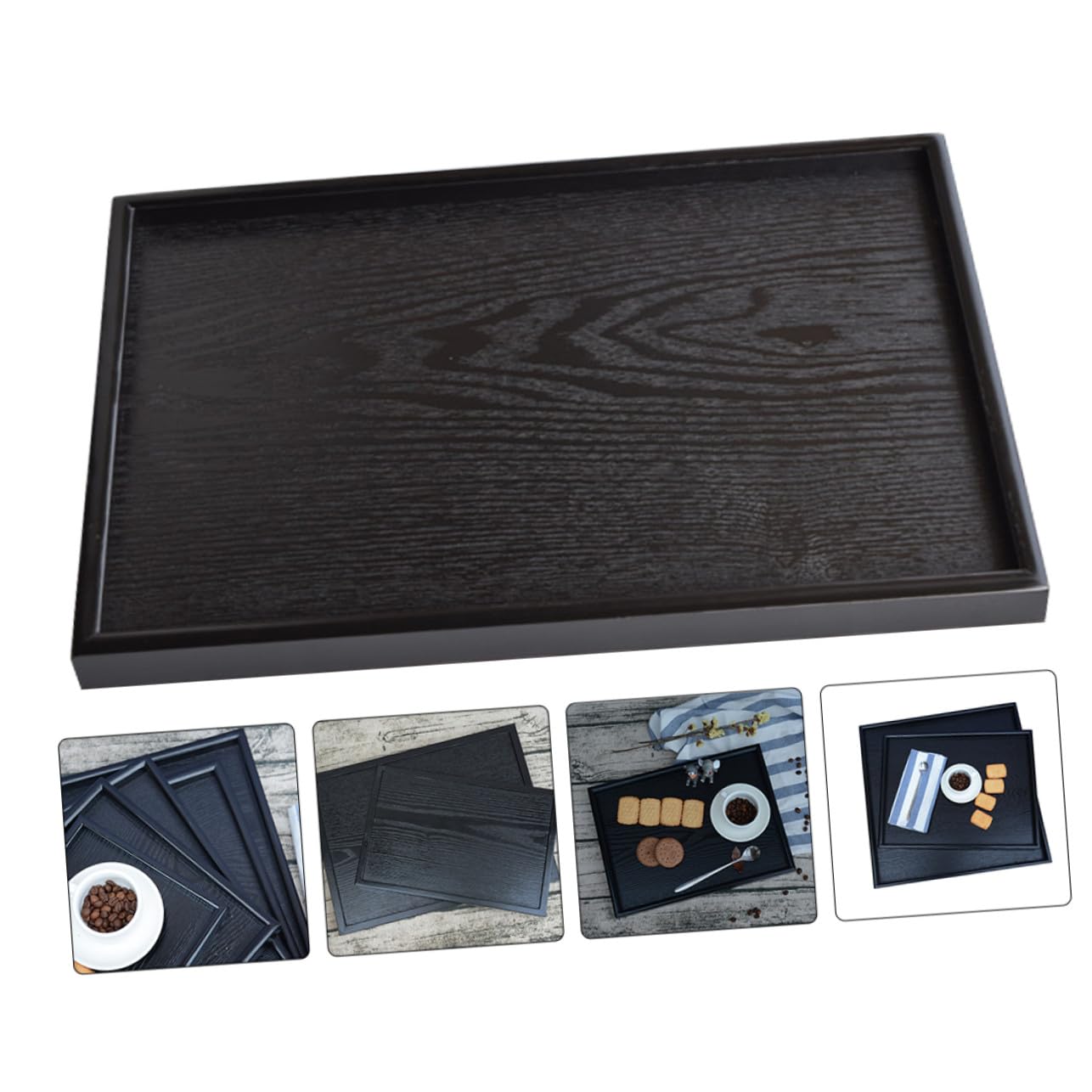 Bandeja de Madera Decorativa Retro para Servir Snacks, Decoración de Sala y Eventos Navideños