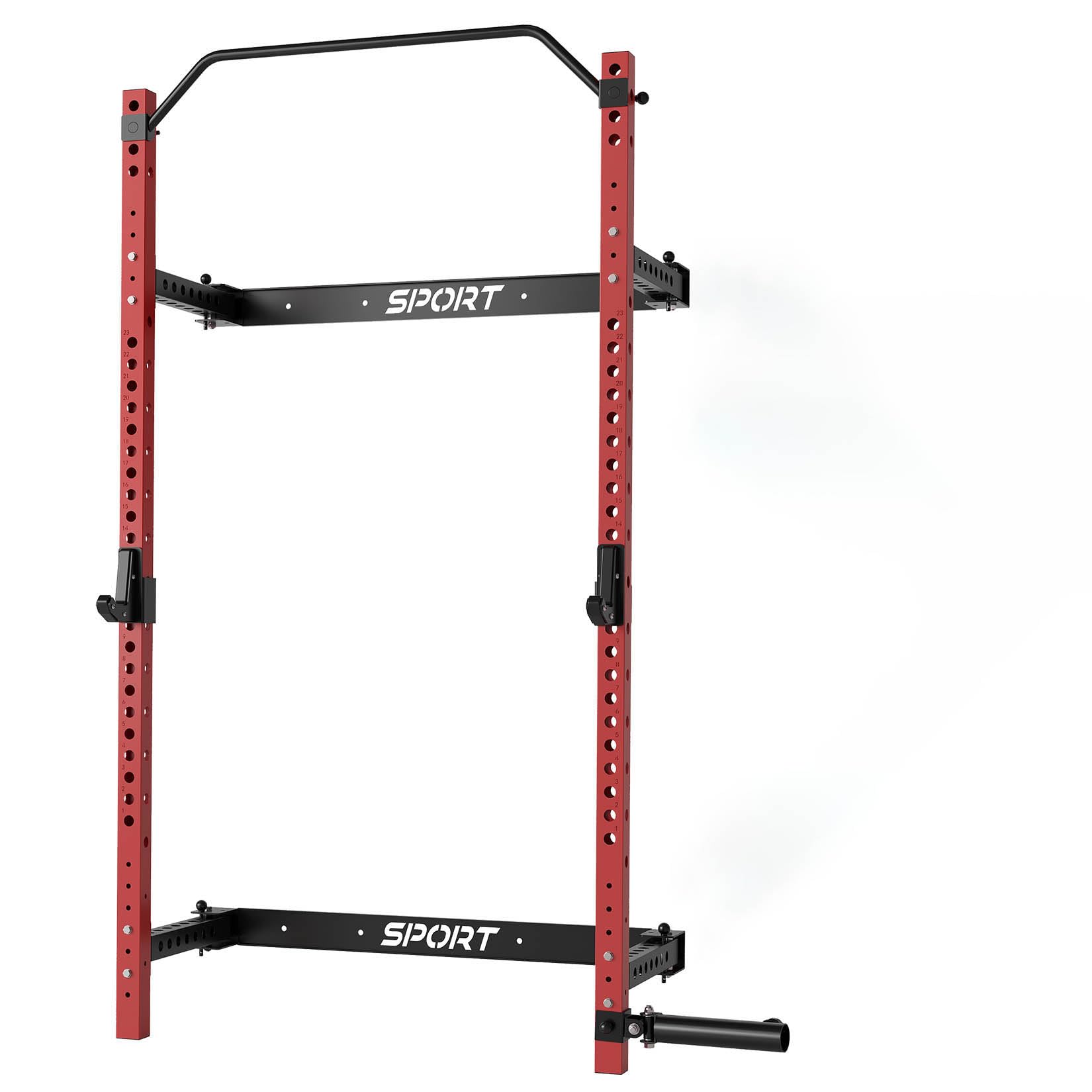 HOMLANE Folding Wall Mounted Squat Rack, Multi-Functional Power Rack for Home Gym Small Spaces, 1000 Pounds Capacity Foldable Squat Rack with Attachments, 2.36