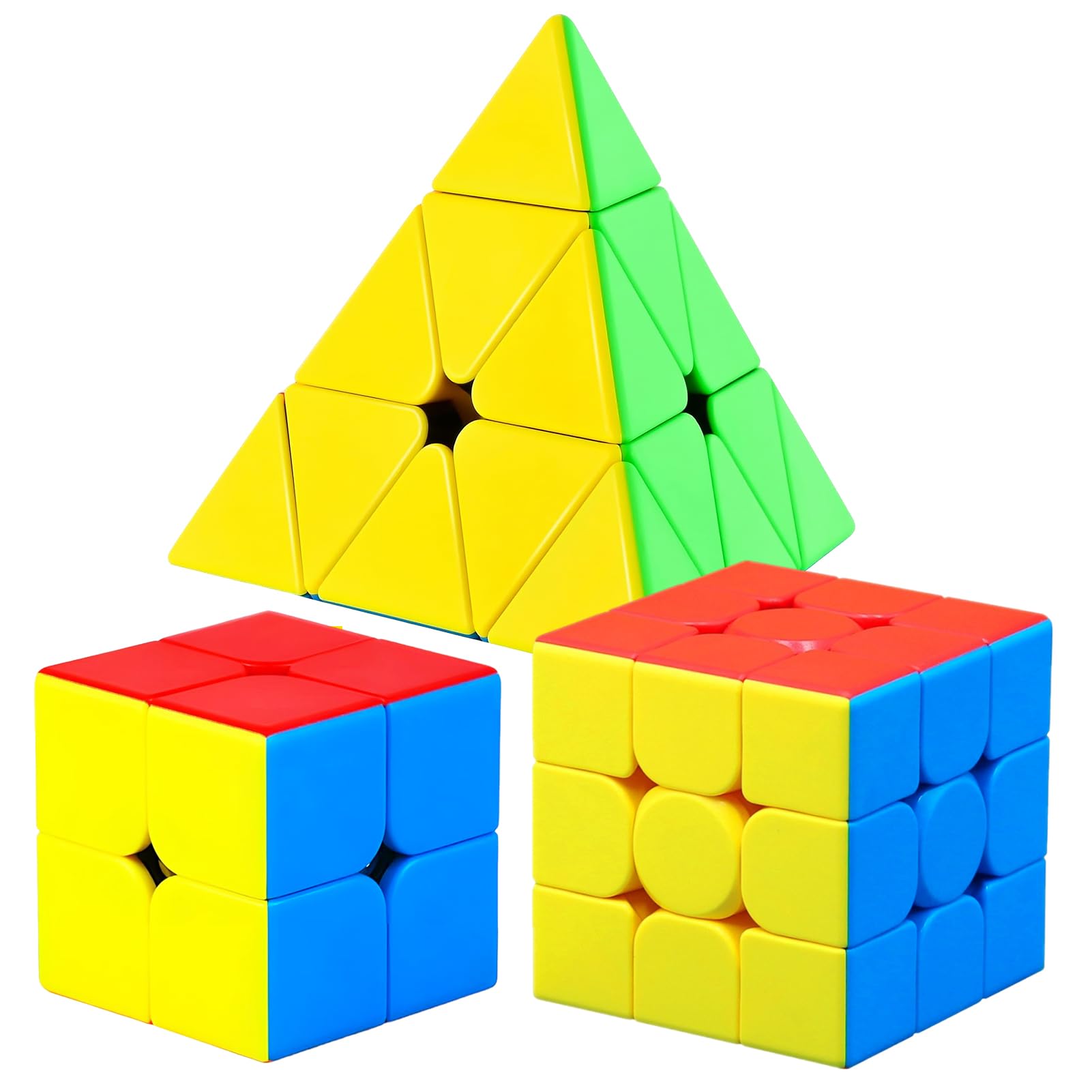 CFMOUR Speed Cube Set - Stickerless 2x2x2 3x3x3 Pyramid Cube Pack Bundle