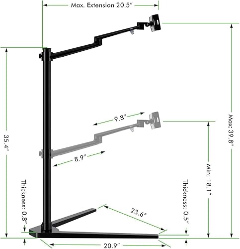 Miniatura 2 de Soporte para tablet para cama, soporte ajustable para tabletaiPad de altura ajustable, diseño giratorio de 360 grados, construcción duradera de alta