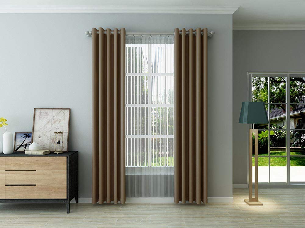 Boyouth Izolowane termicznie zasłony zaciemniające do salonu (ciemny khaki, 132 x 213 cm) 2 panele