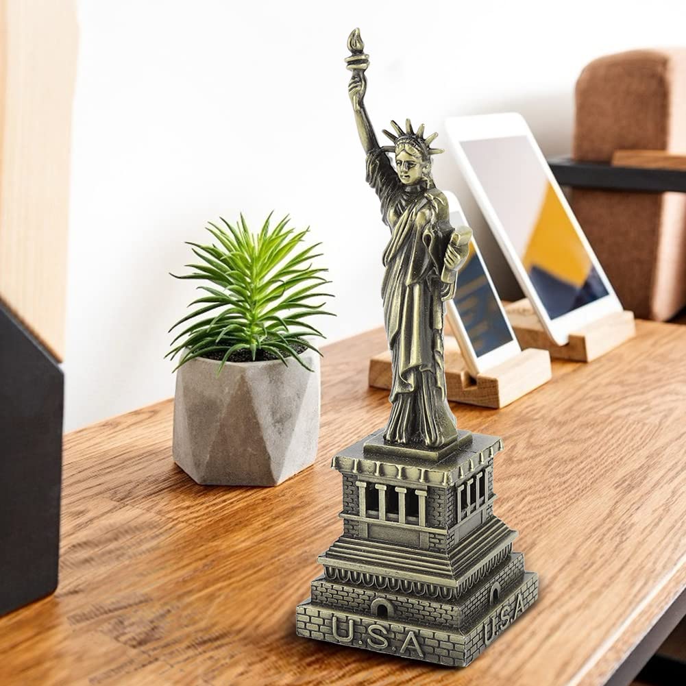 Modello in Metallo Statua della libertà America, 15 Cm/5,9 Pollici Statua della libertà in Metallo Modello di Edificio Home Office Desk Decorazione Artigianato Kit