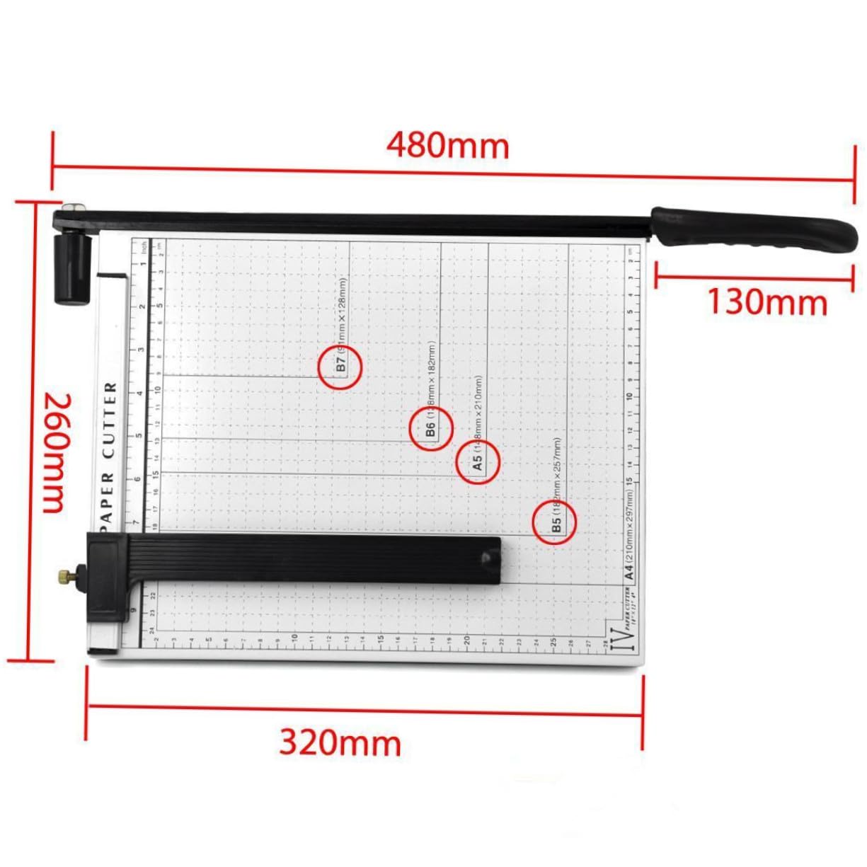 Massicot Papier Outil de Découpe Manuel avec Guide Réglable et Base Métallique Solide Coupe Précise pour Bureau et Scrapbooking