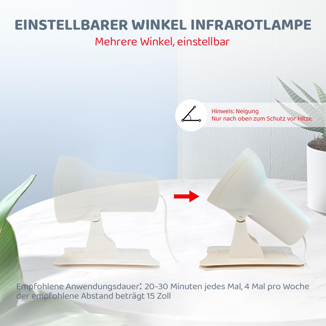 150Watt Ro-t Wärmelampe Einstellbare Zeit und Temperatur, Einstellbarer Winkel für Entspannende Wärme, Lockerung