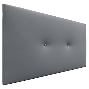 DHOME Cabecero de Polipiel o Tela Acualine Liso con Botones Tapizado de Alta Gama Cabezal Lujo Cama Dormitorio Moderno Acolchado (Polipiel Gris, 90x50cm (Camas 80/90))