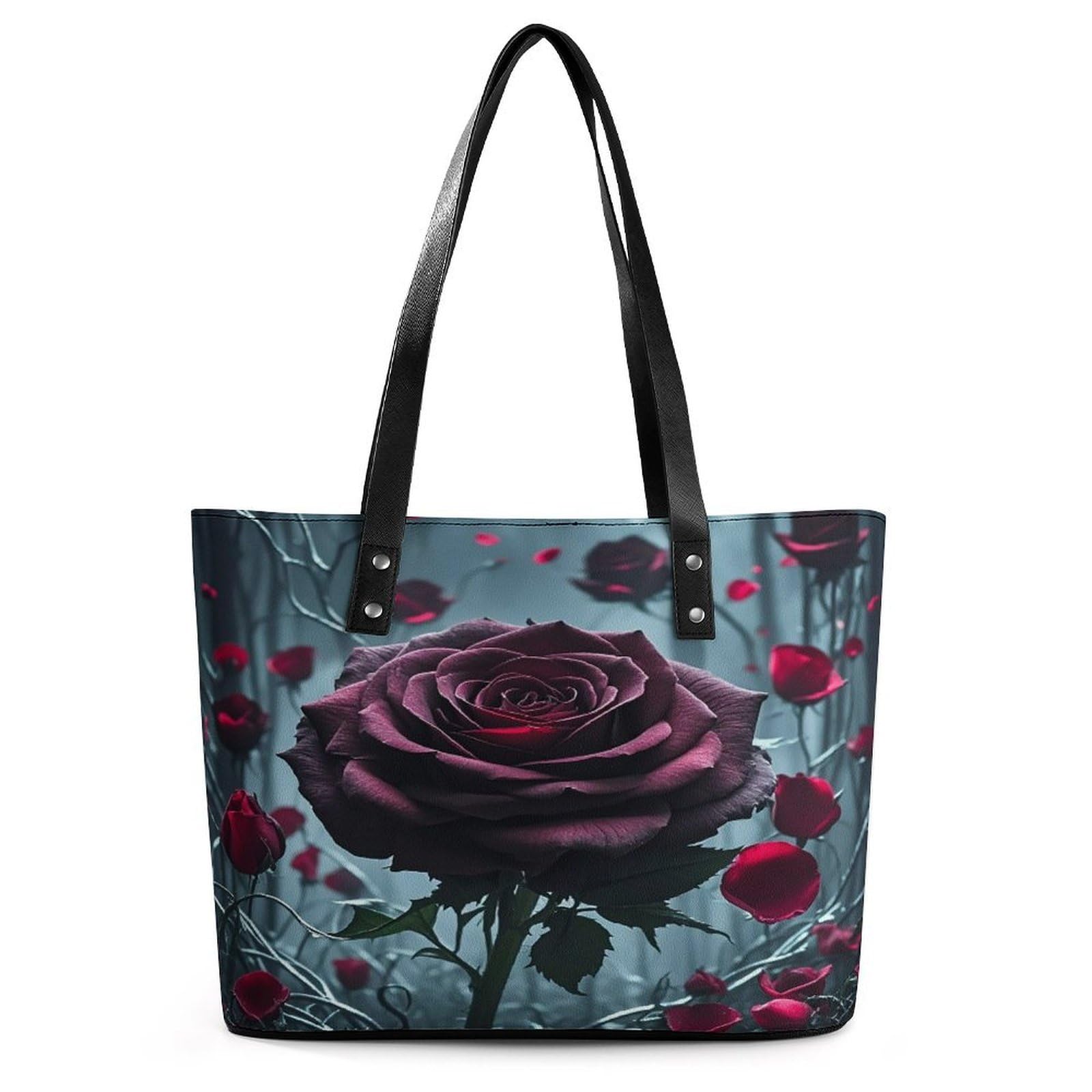 Rose Gothic Handbag for Women Leather Tote Bag Exquisite Satchel Bags Ladies Casual Work Handbag Bucket Purse Fashion Top Handle Bag Large Capacity Weekender Hobo Bags