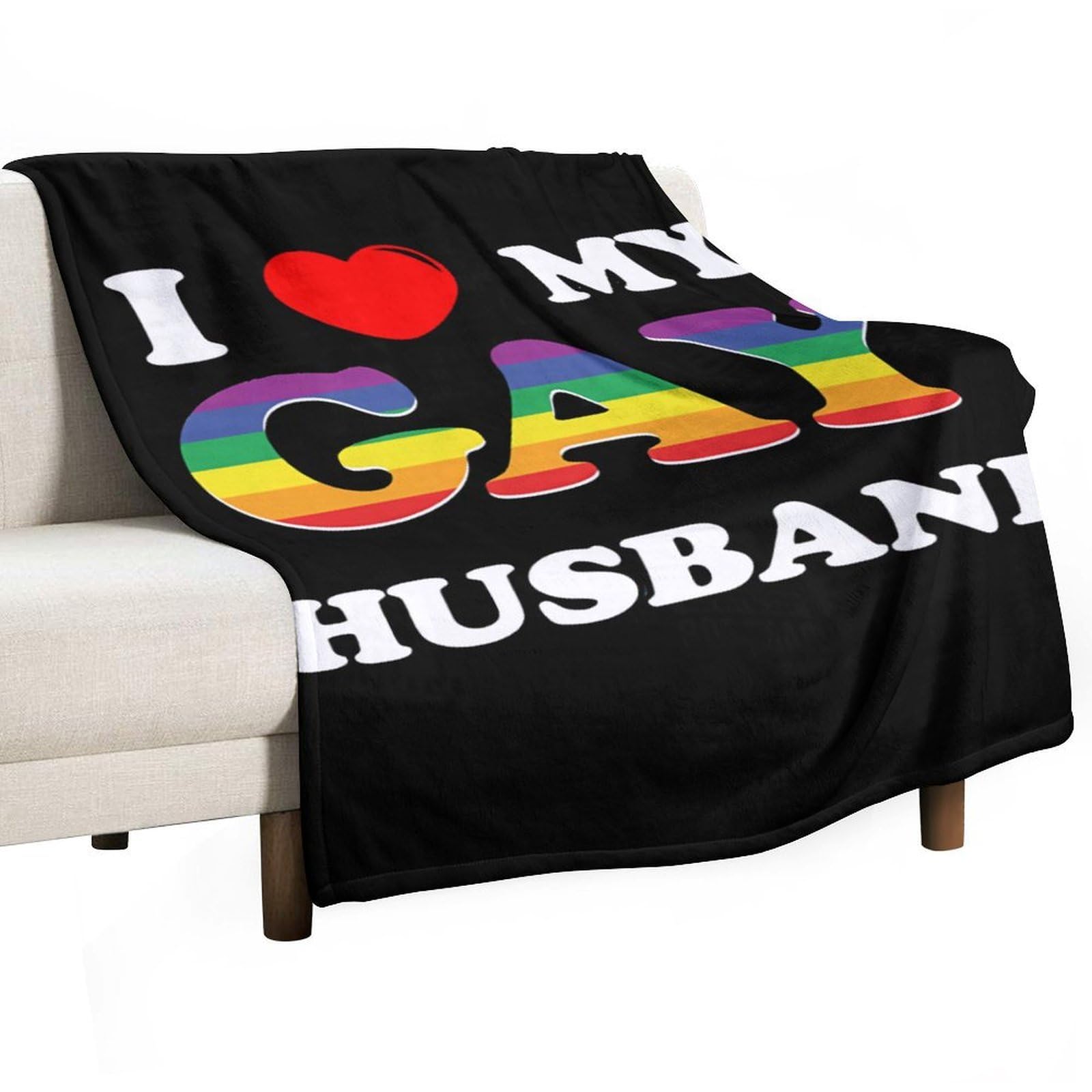 Cgsbngha Style I Love My Gay Husband Flannel Fleece Blanket Lightweight Soft Throw Blankets For Sofa Couch Bed Chair