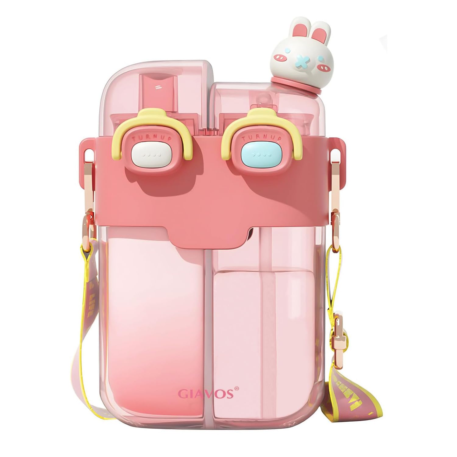 Accmuzzy 780mL Aesthetic Double-Water Bottle with Straw & Strap - Kawaii Design for Teenagers, Perfect for School, Travel, Sports, Outdoor, and Working โ image 1