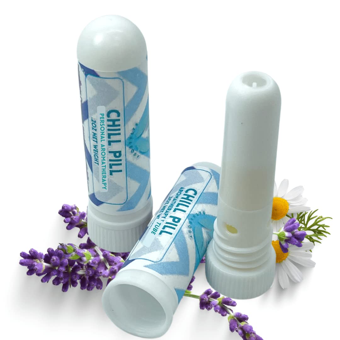 CHILL PILL (paquete de 2) Difusor personal para aliviar el estrés y la tensión con una mezcla de aceites esenciales puros sin diluir | Calma, reconforta y calma el ánimo | Regalo relajante de Navidad