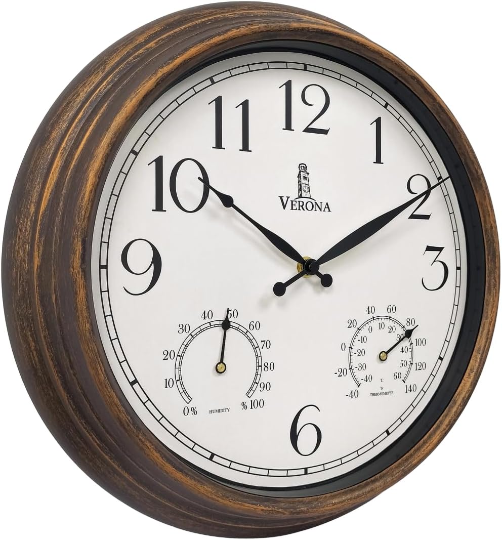 Bronze Outdoor Wall Clock 14 inch