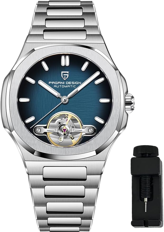 RollsTimi Pagani Design Men's Watch, PD-YS025, Men's Automatic, Skeleton Tourbillon, Business Mechanical Movement, Sporty Sapphire Lens, Stainless Steel Bracelet, 42 mm Case
