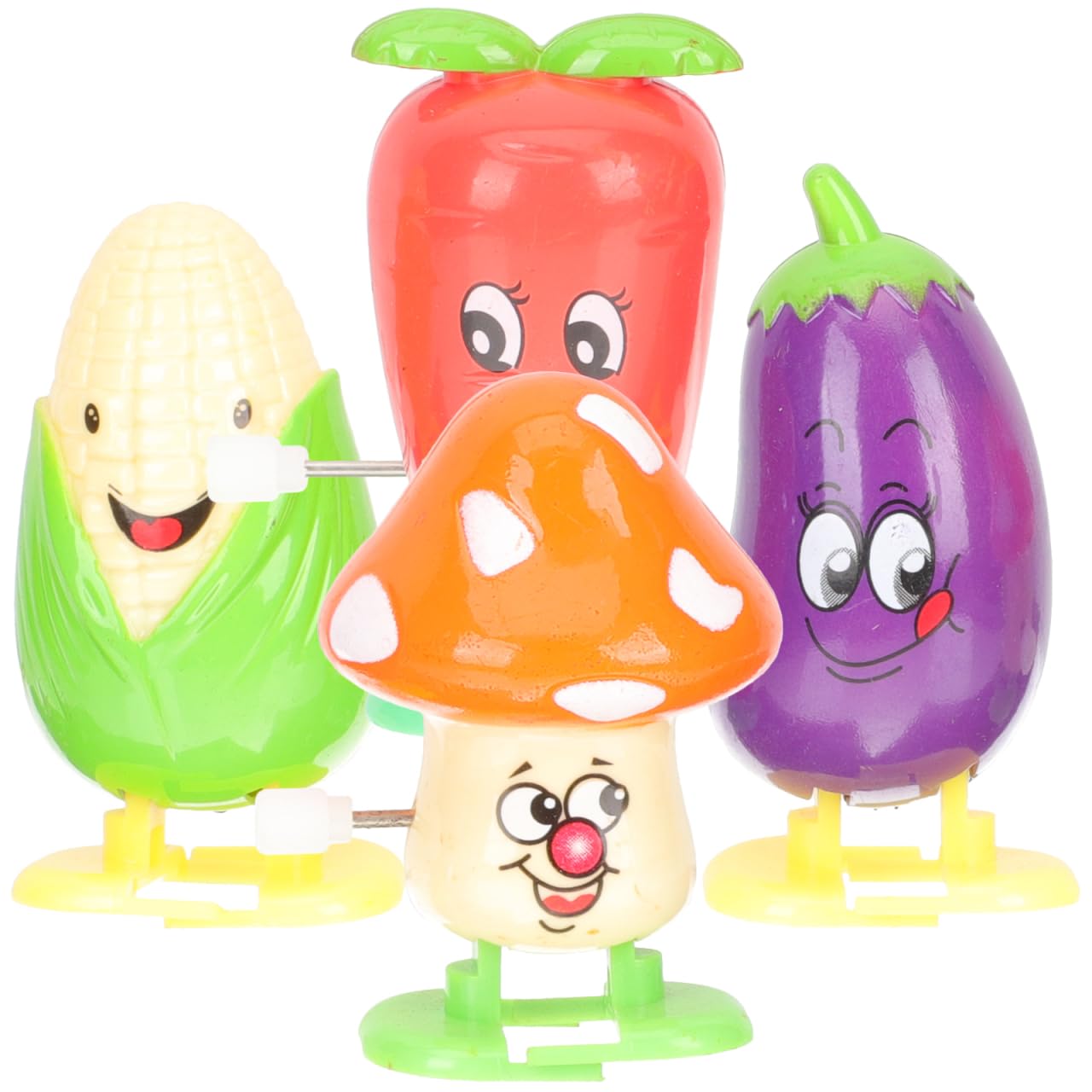 BESPORTBLE 4pcs 4 Pack Wind Up Toys for Kids, Cartoon Vegetable Wind-Up Plastic Sports Ball Clockwork Novelty Walking Jumping Easter Egg Hunt Basket Filler Party Favor Easter Egg Cars