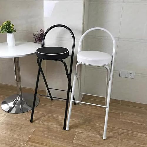 Miniatura 5 de Taburete plegable para desayuno, 262830 pulgadas, silla alta plegable con asiento acolchado, taburete redondo portátil con respaldo, taburete