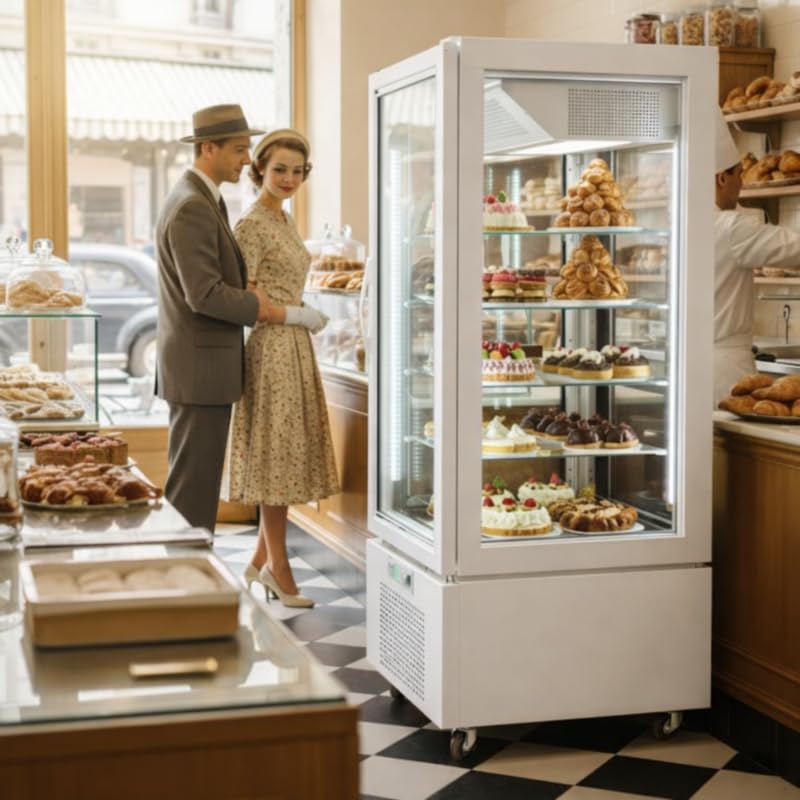 Vetrina refrigerata negativa 4 facce vetrate 475L – bianca – congelatore professionale