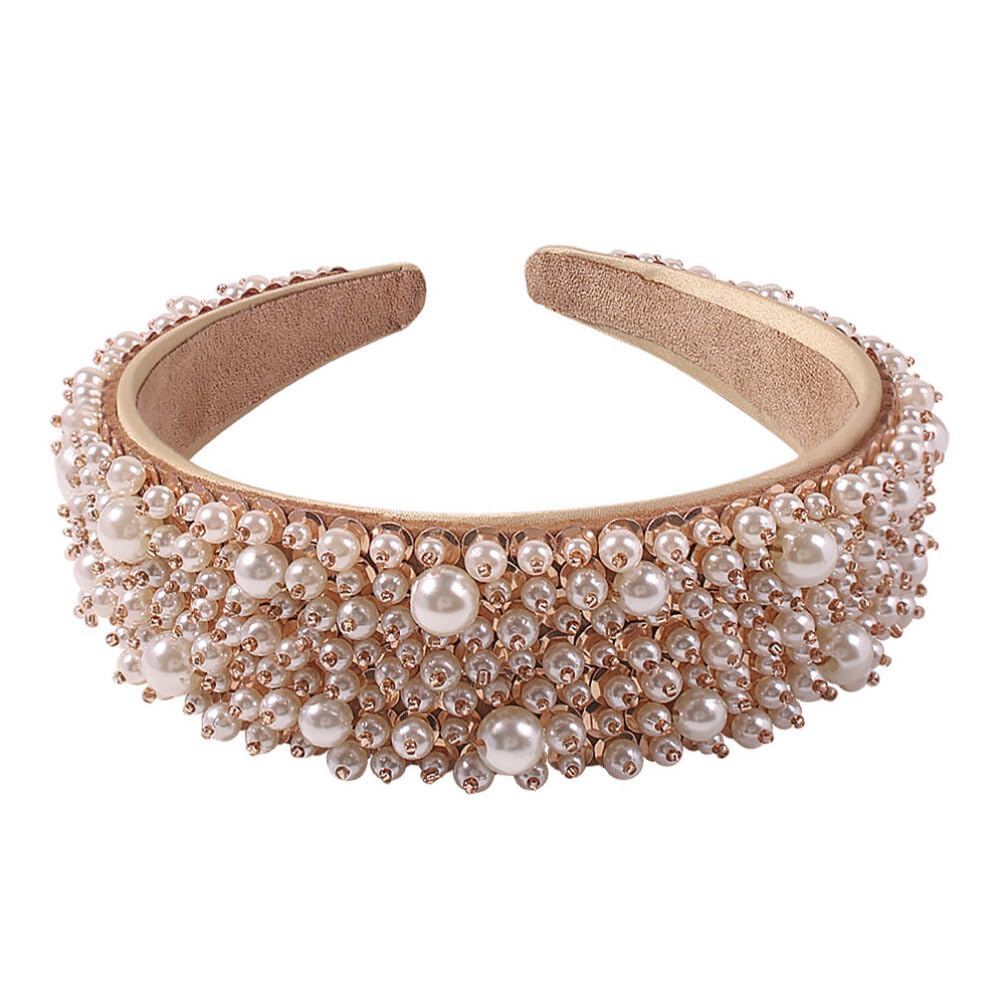 Diademas Diademas de moda Diadema ancha y dura Diadema acolchada con diamantes de imitación Diademas anchas de esponja Diademas acolchadas for mujer Banda for el cabello: Perlas Moda for mujer Mujer/2
