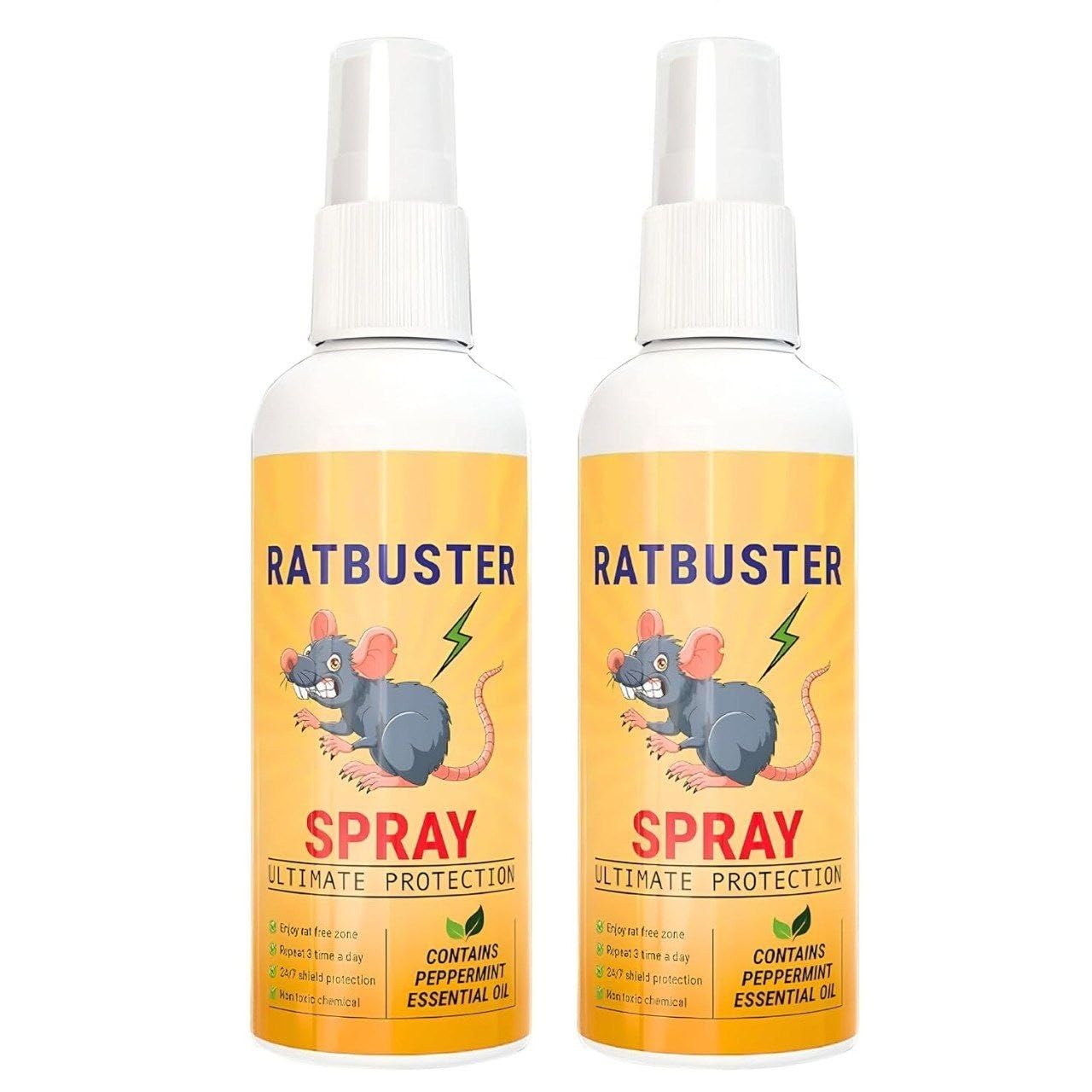 Ratbuster Rat Repellent Spray with Peppermint Oil, 100ml(PACK OF 2) | Non-Toxic Formula, Indoor & Outdoor Use, Fast-Acting, Blocks Entry Points, No Traps or Poison-image-2