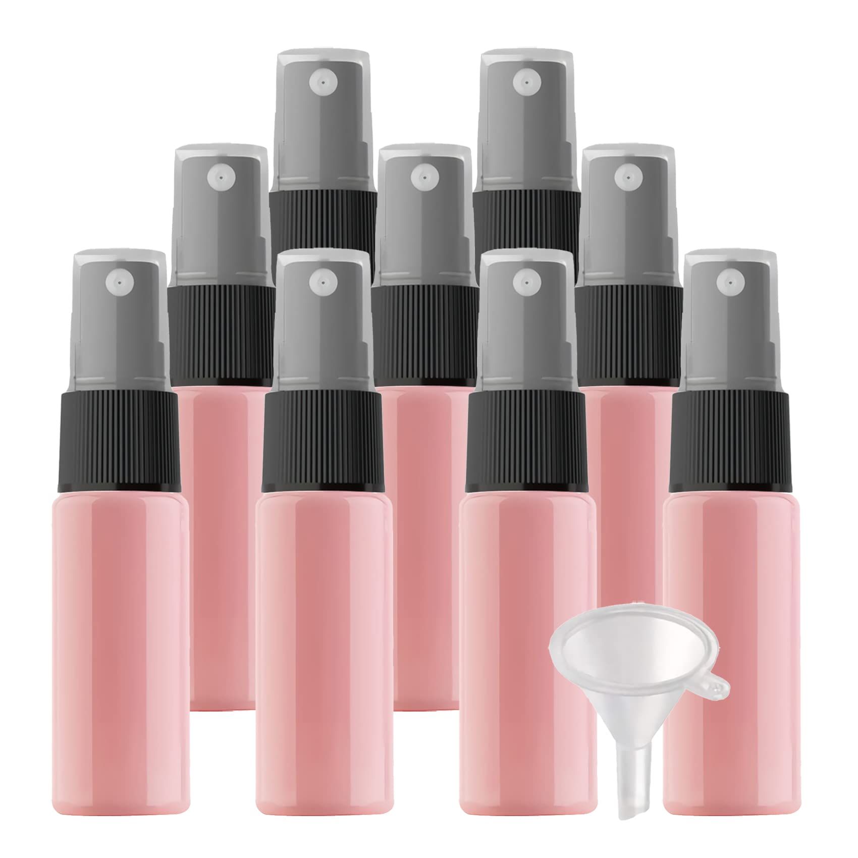 TIANZD 50 Stück Klein Leere Rosa 20 ml Kunststoff Sprühflasche mit Schwarz Zerstäuber Flasche, 20ml Feinen Nebel Pumpzerstäuber Parfümzerstäuber Zerstäuberflasche Reise Flakons, 3x Trichter