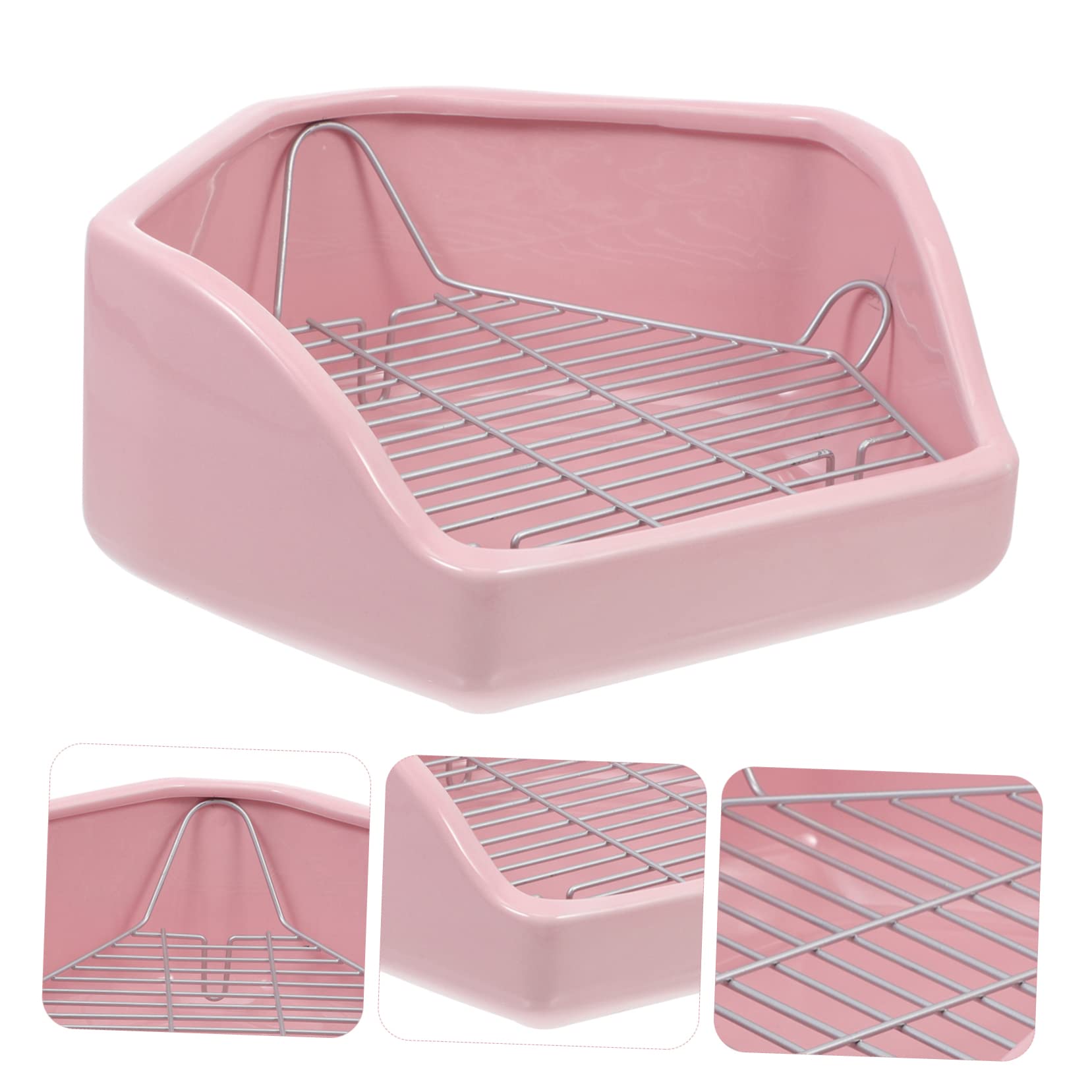 Toyvian Inodoro Antivuelco para Conejos y Hurones, Orinal de Cerámica Diseño de Malla y Rejillas Desmontables, Adecuado para Uso en Jaulas y Espacios Interiores