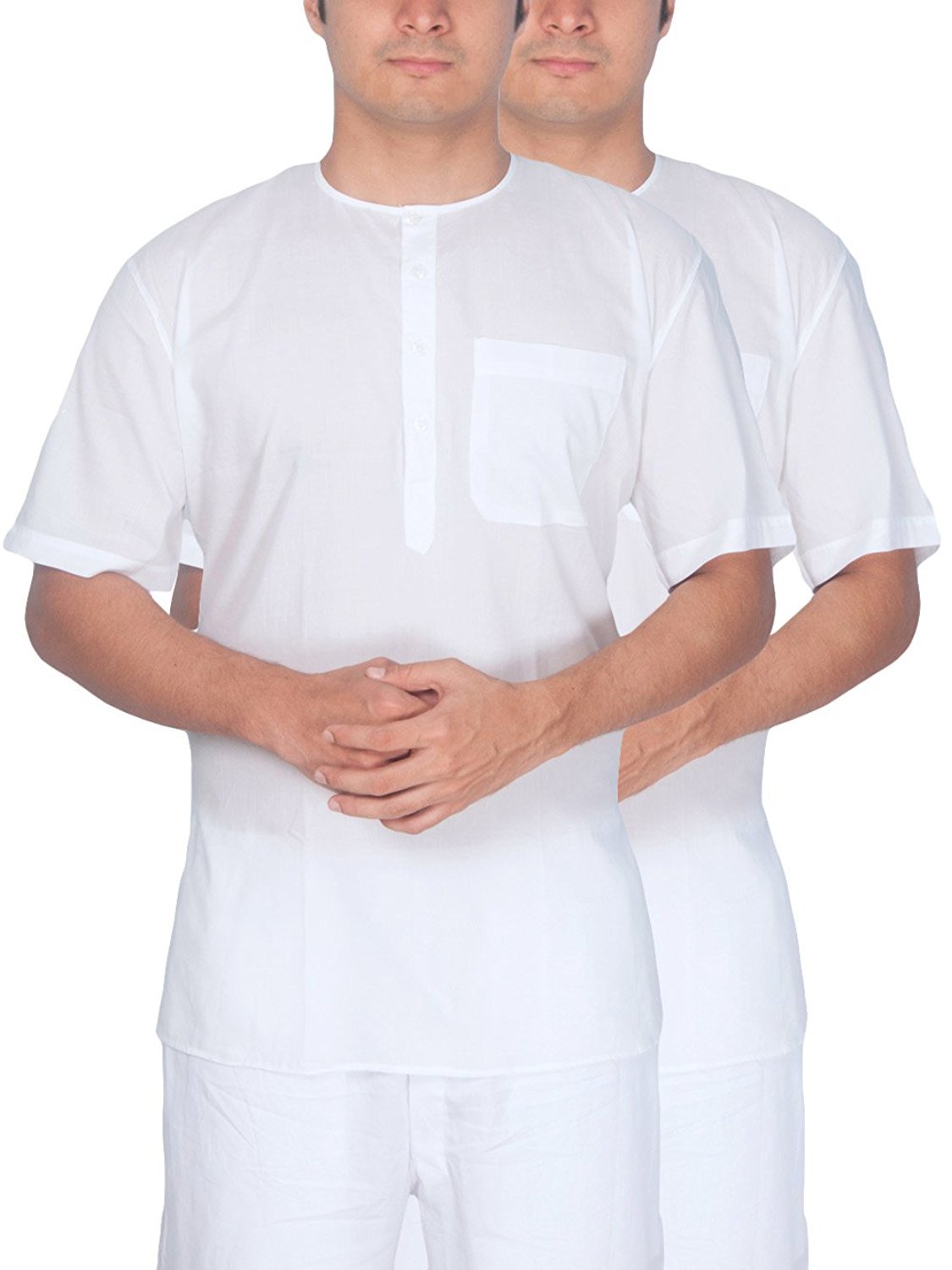 Rajubhai Hargovindas Men's White Superfine Cotton Short Kurta | Pack of 2 |