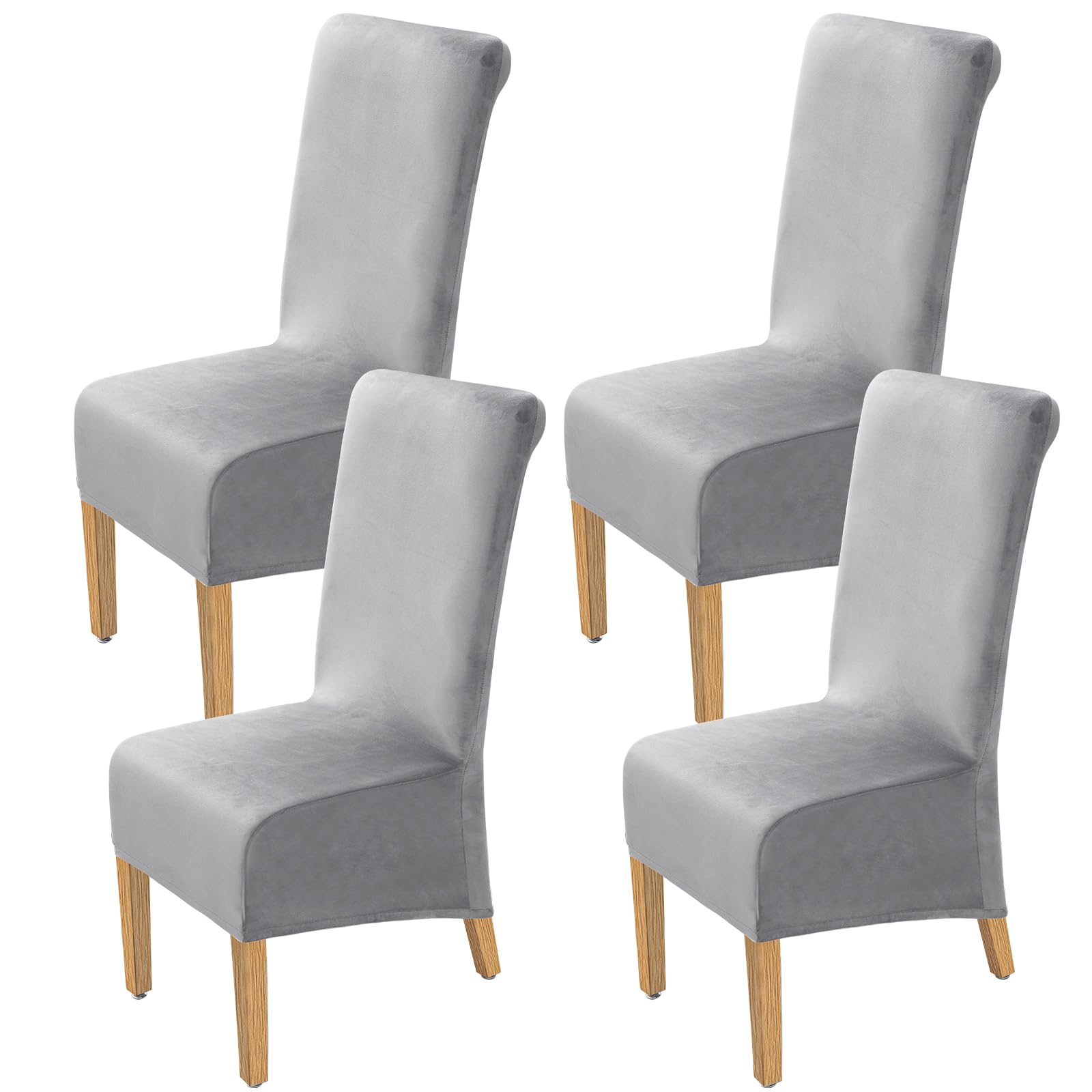 YISUN Velvet Dining Chair Covers, Set of 4 High Back Chair Covers, Stretch Washable Removable Kitchen Chair Covers for Hotel, Dining Room, Ceremony, Banquet Wedding Party