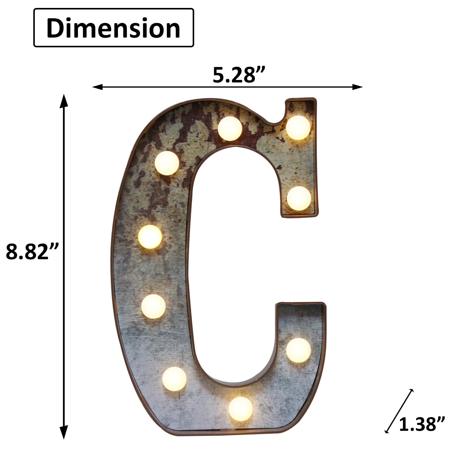LED-Festzelt-Buchstaben, industrieller Vintage-Stil, beleuchtete Buchstaben, rost-Metall-Effekt, Festzelt, Buchstabe mit Lichtern, Beleuchtung, Buchstabenschilder für Weihnachten, Hochzeit,