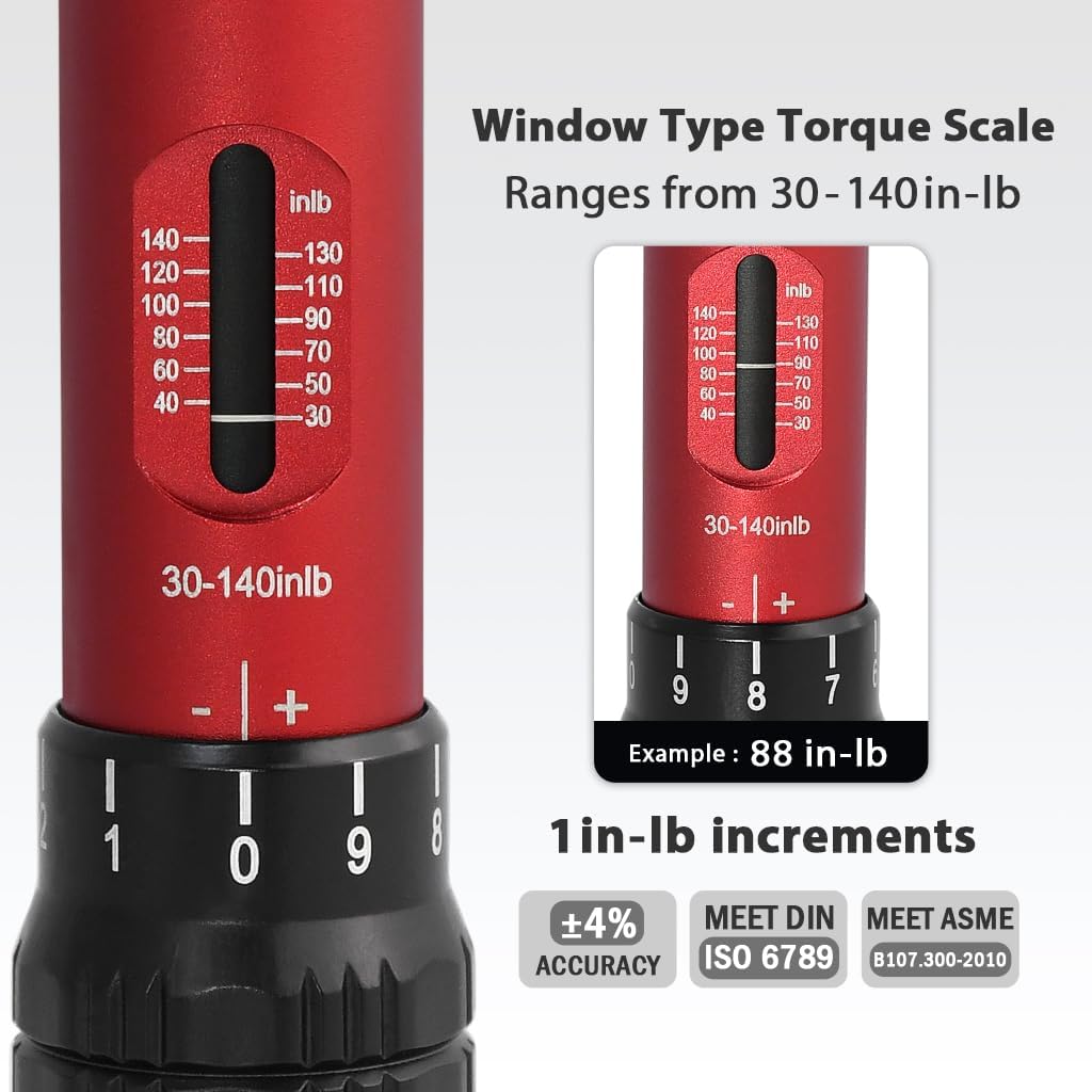 FIRSTINFO Taiwan 1/4 in. Drive Mini Torque Wrench Set, 30-140 in. lbs. with 72-Tooth Gear, Includes 20-Piece Bits, F326363B