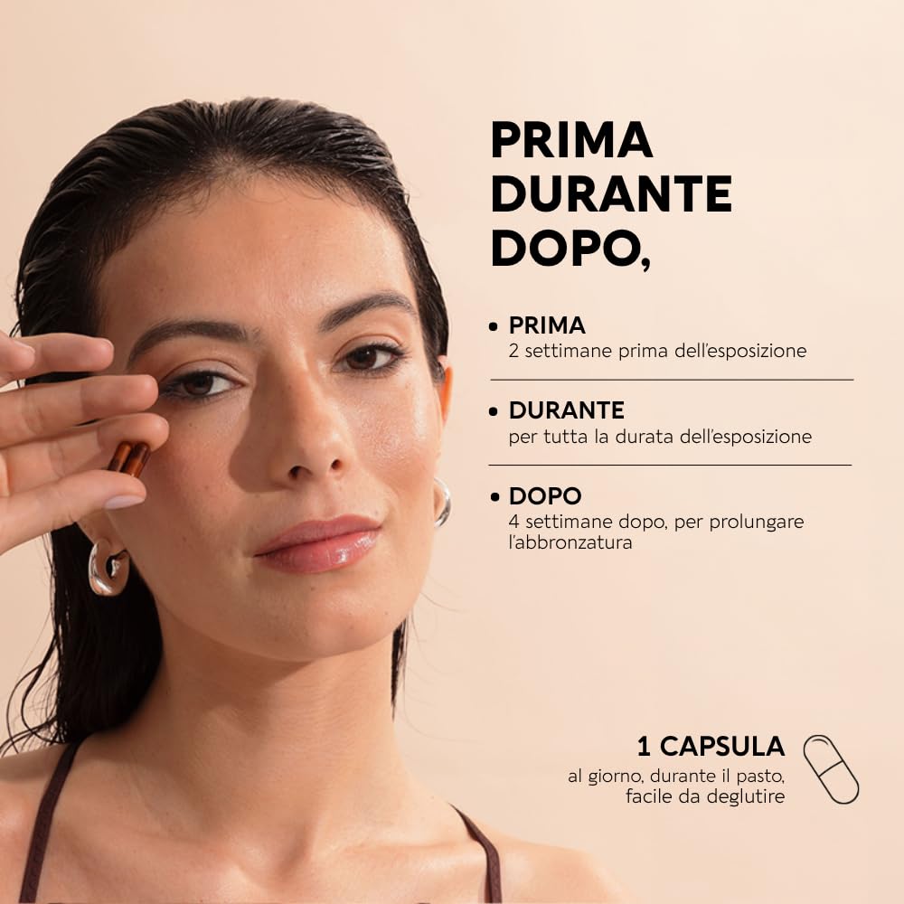 Biocyte Attiva Abbronzatura - Preparatore Solare - Integratore con Betacarotene - Rame, Vitamina D3, Vitamina E - Attivatore Abbronzatura Pelle Viso e Corpo - Vegano - 60 Capsule - 2 Mesi