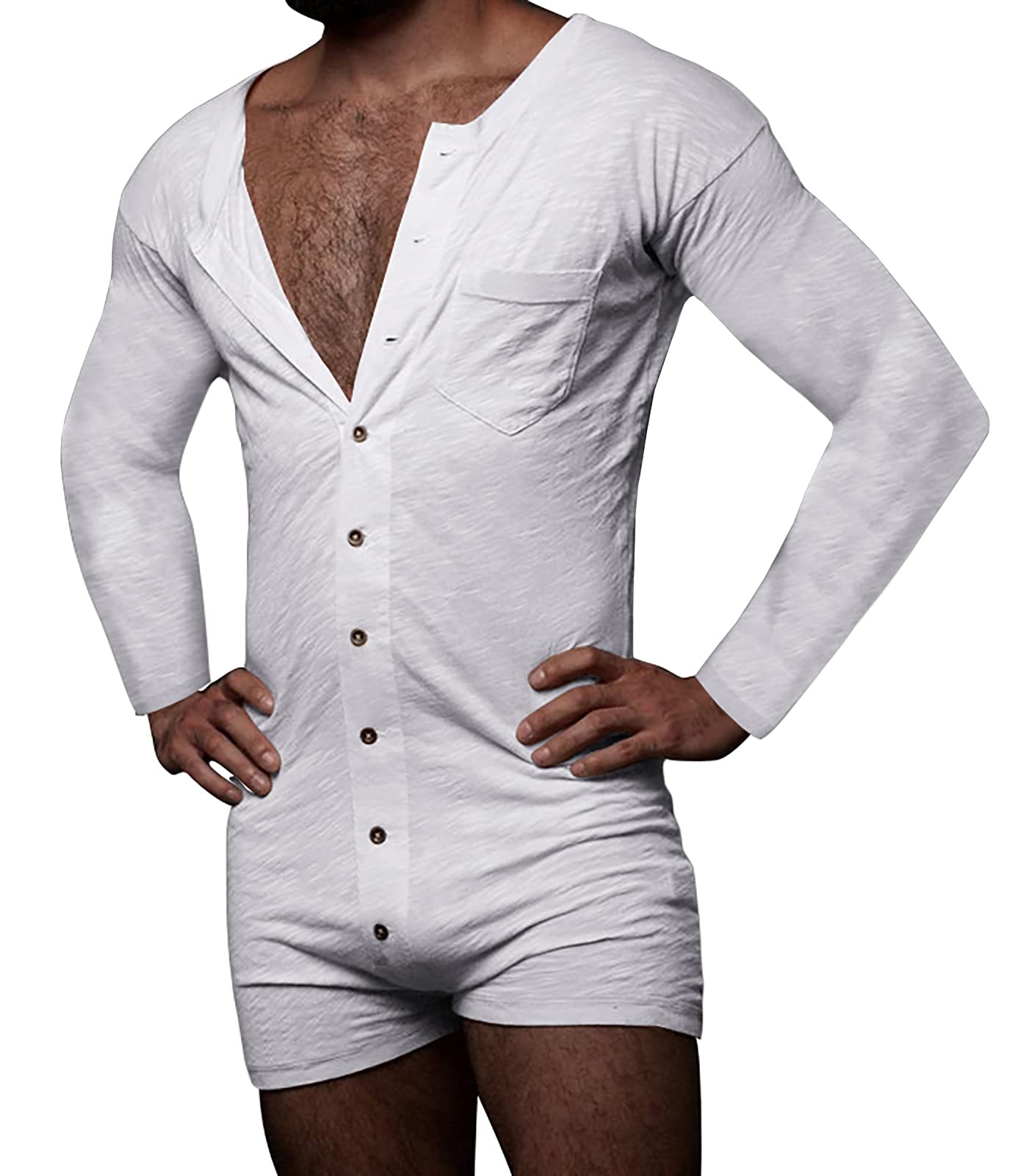 Panegy Bodysuit Homme Mince Manches Longues - Onesie Pyjama Grenouillère Décontractée Adulte - Confort Total & Style Casual