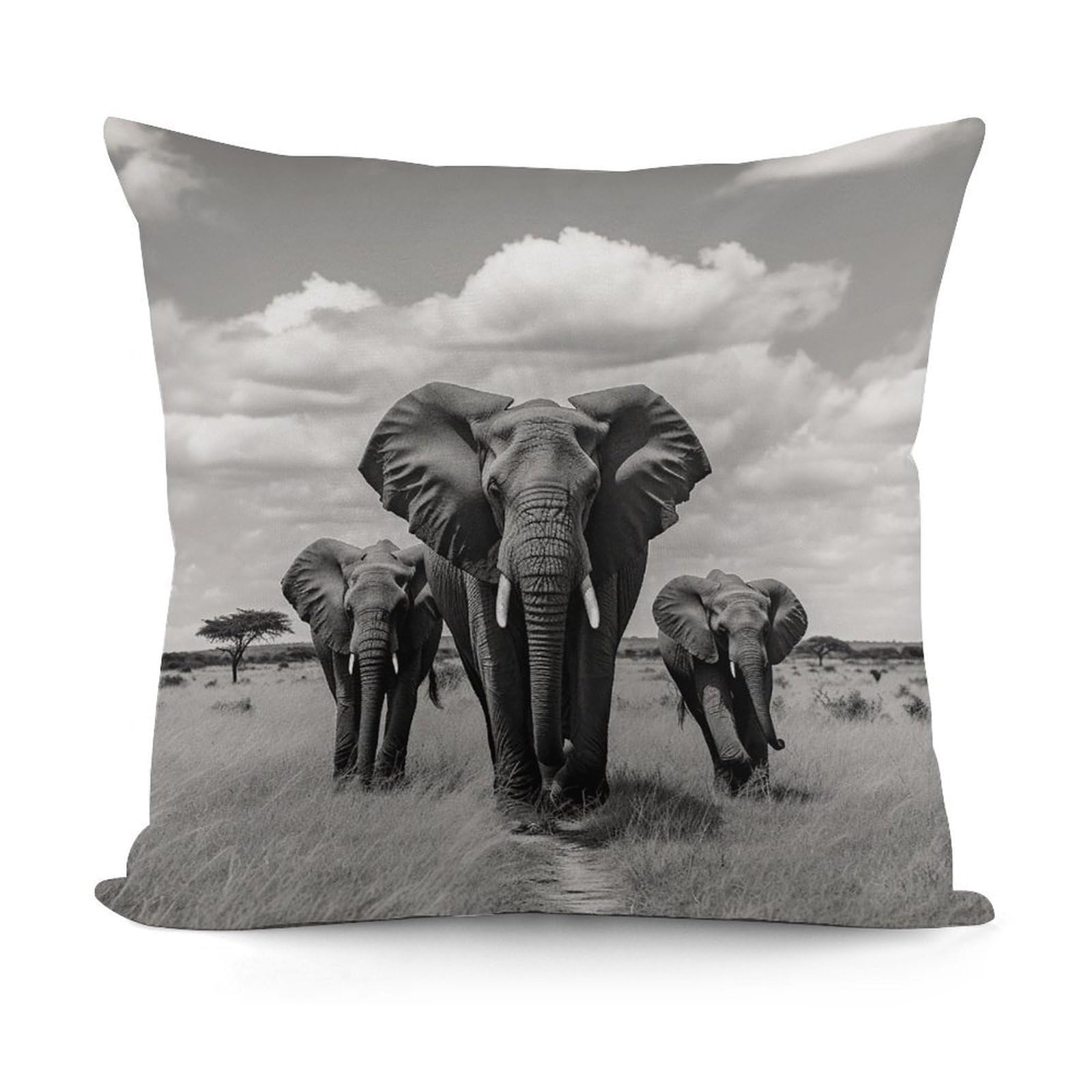 LZQPOEAS Elephant Walking Throw Pillow Cover 18x18 in Breathable Square Pillow Case Cozy Soft Pillowcase Protector Fashion Modern Couch Cushion Case for Living Room Bed Sofa Decor