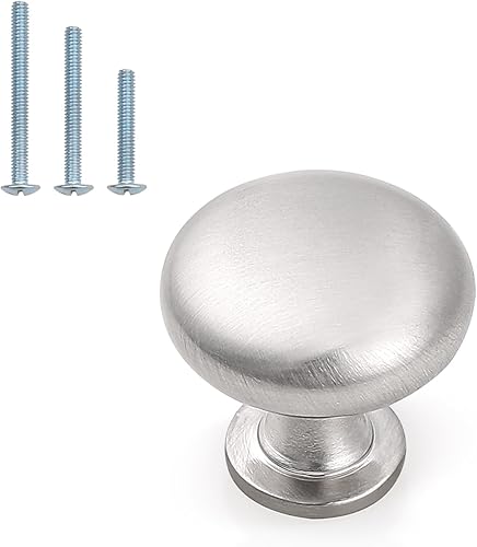 Probrico Paquete de 25 perillas para gabinete, pomos redondos para muebles en acabado de níquel cepillado, perillas de cocina de 1-316 pulgadas de