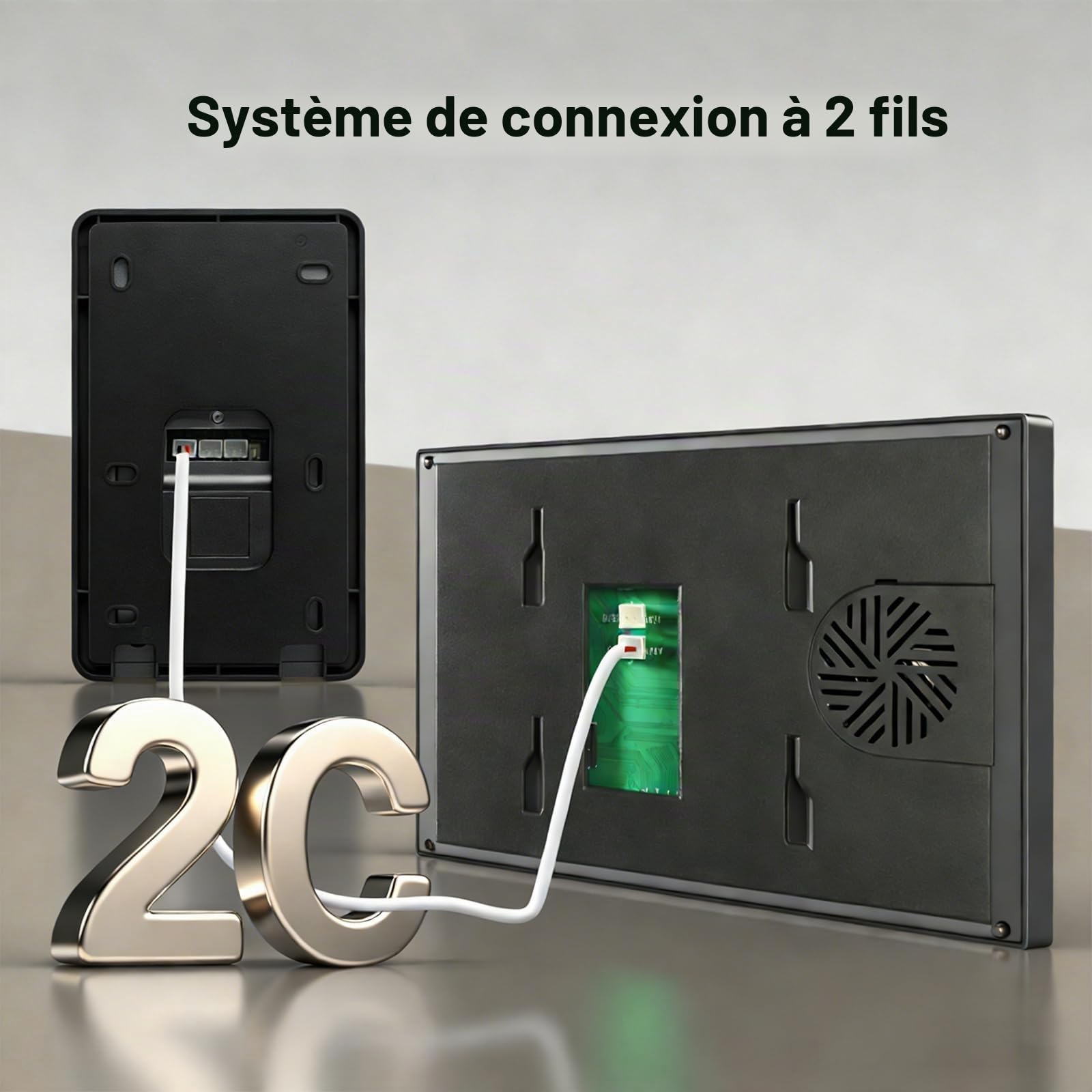 2 Fils Visiophone Connecté Filaire, Kit Interphone Vidéo WiFi Tuya avec Écran Tactile Couleur de 7", Sonnette avec Caméra 1080P Vision Nocturne IP65, Déverrouillage APP/Carte RFID