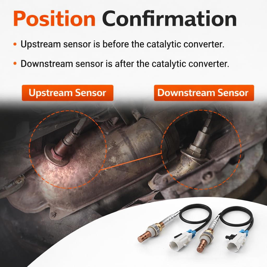 Set of 2 Oxygen Sensor Upstream Downstream O2 Sensor Compatible with 2003-2005 Chevy Silverado Suburban Avalanche 1500 Tahoe,Cadillac Escalade 5.3L V8 Replace 234-4668