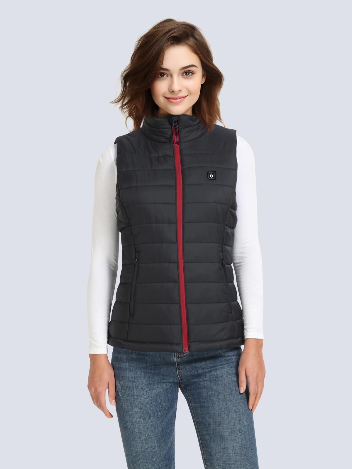 UNBON Gilet Riscaldato Donna con Batteria USB 10000mAh, Giubbotto Riscaldato Donna con 3 Temperature Regolabili 6 Zone di Riscaldamento, Giacca Riscaldata Gilet Riscaldante Elettrico Donna
