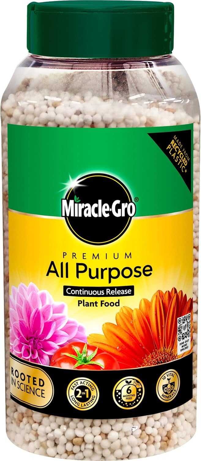 MiracleGro All Purpose Continuous Release Plant Food, 900g - Fertiliser for Flowers, Fruit, Veg, Pots, Baskets & Containers - NPK 17-9-11 with Magnesium & Micro-Nutrients, Covers 15m²