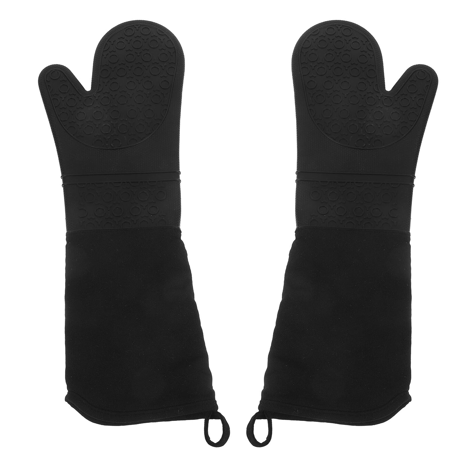 Hemobllo Guantes de Cocina de Silicona Resistentes al Calor Manoplas Largas Antideslizantes para Horno Protección Codo Guantes Impermeables para Hornear y Asar 1 Par 175g