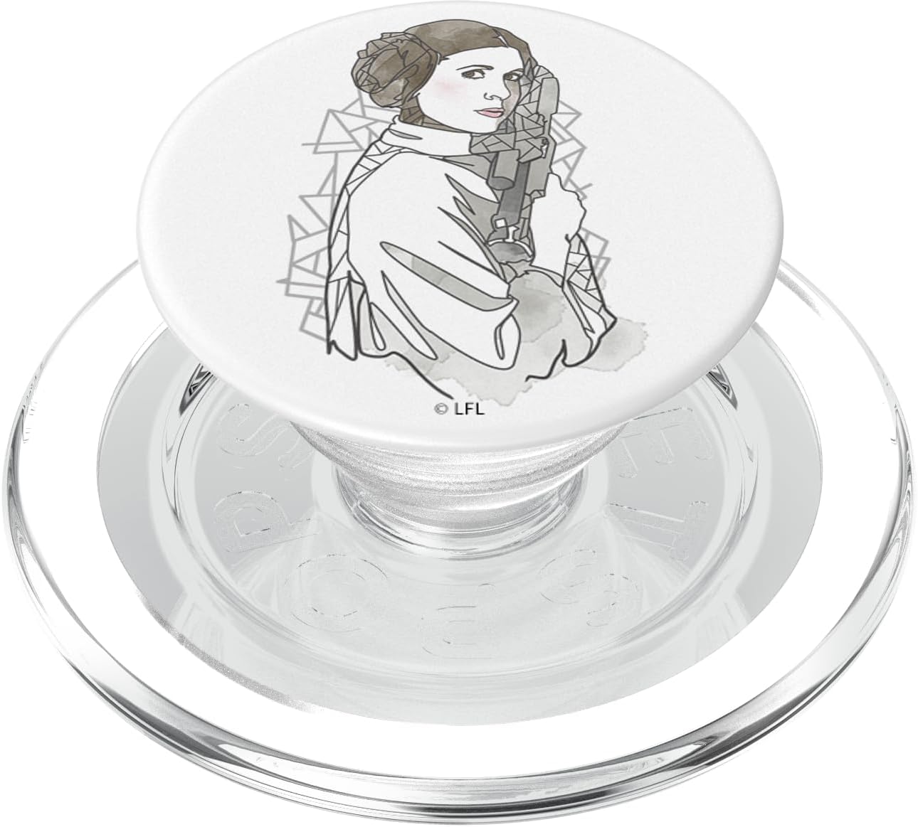 Star Wars Princess Leia Outline Watercolor Sketch PopSockets MagSafe PopGrip for iPhone