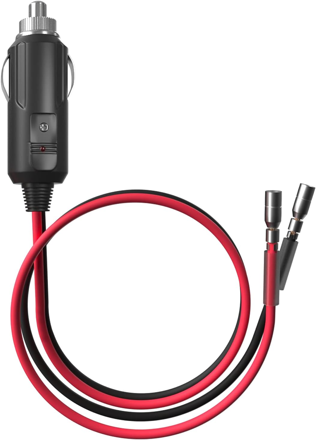 12V Cigarette Lighter Male Plug Adapter Replacement Extension Cable with Leads and LED Light, Heavy Duty Male 15A Fused Cigarette Lighter Socket Cord (1 Pack)