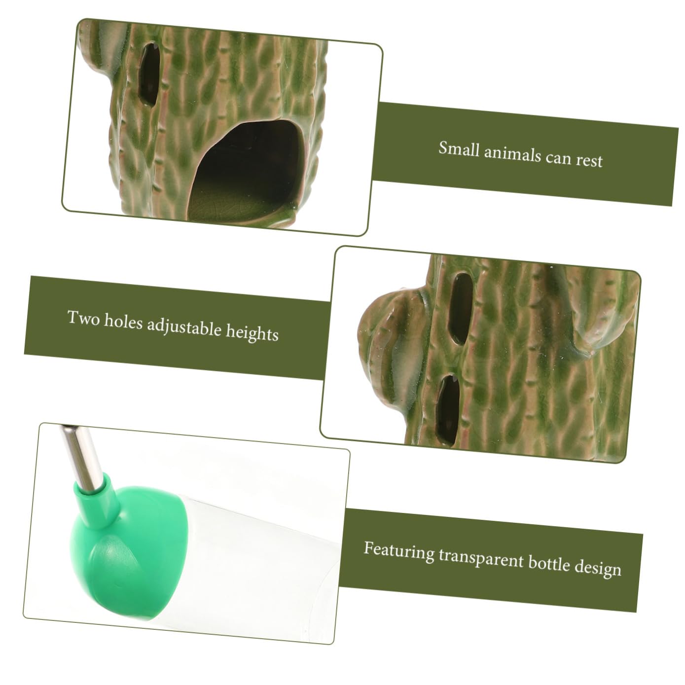 Dispenser d Acqua per Criceti e Chinchilla in Ceramica Verde da 80 Ml, Set Supporto Regolabile, Antigoccia e Facile da Usare