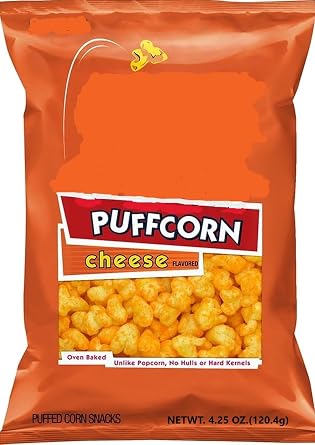 Puffcorn Cheese Puffed Corn Snacks, 4.25 oz (1 Bag) - SET OF 2